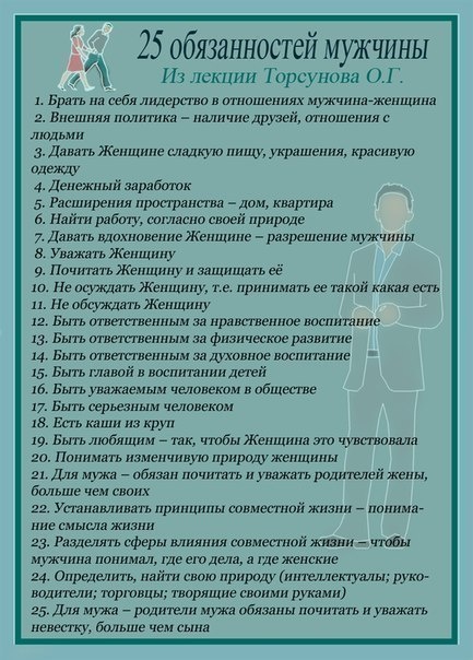 Обязанности мужчин