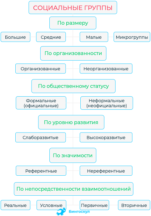 Схема большие и малые социальные группы